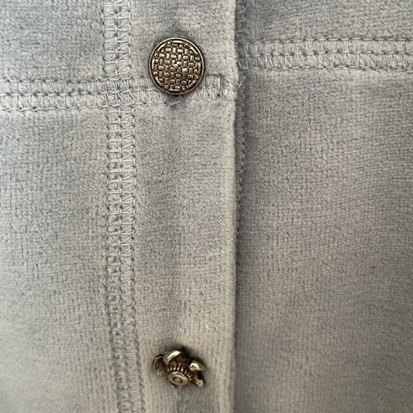 J Jill Light Blue Velvet Shirt With Unique Silver Buttons - Picture 3 of 5